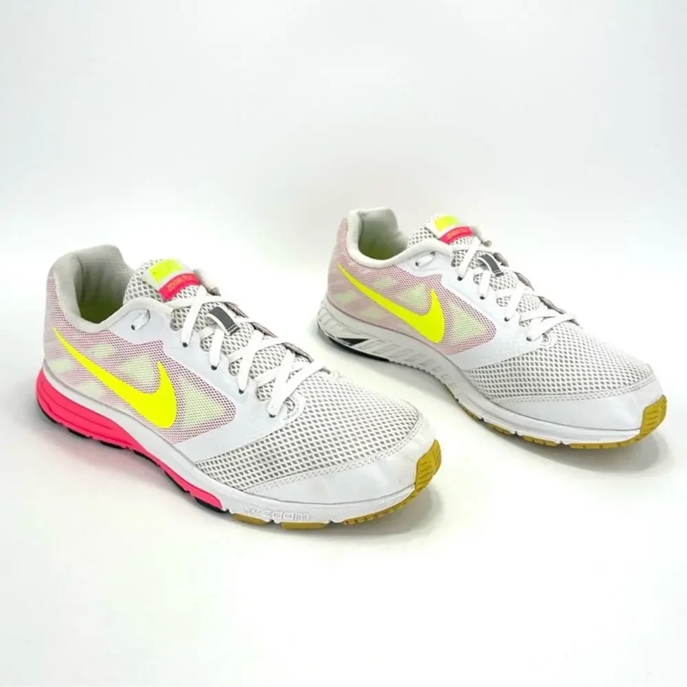 Nike Zoom Fly Dynamic Support Women Running Sneakers Size 10 White Pink Yellow